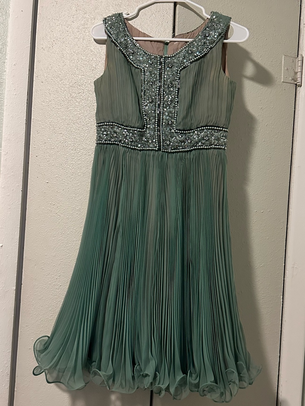 Vintage Jack Bryan Beaded Chiffon Cocktail Dress – Sage Green